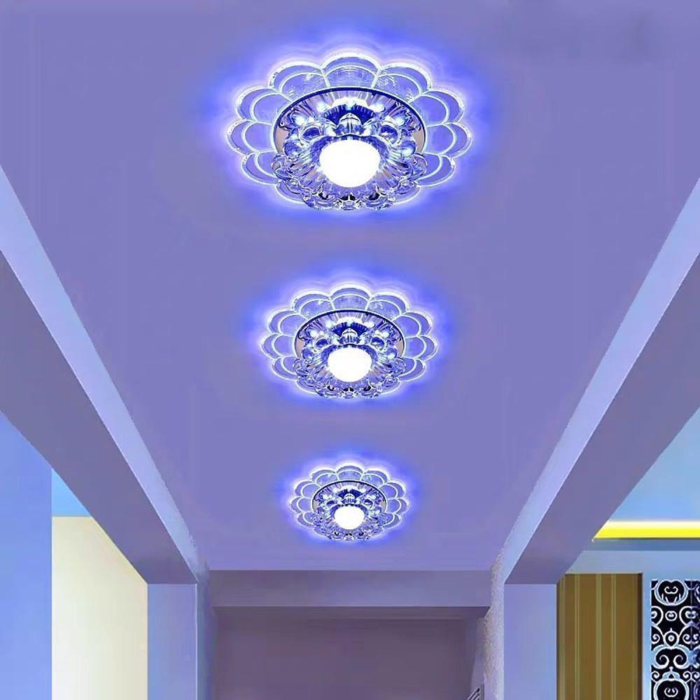 8'' LED 1-Light Lantern Desgin Flush Mount Lights Modern Metal Crystal Lantern Design