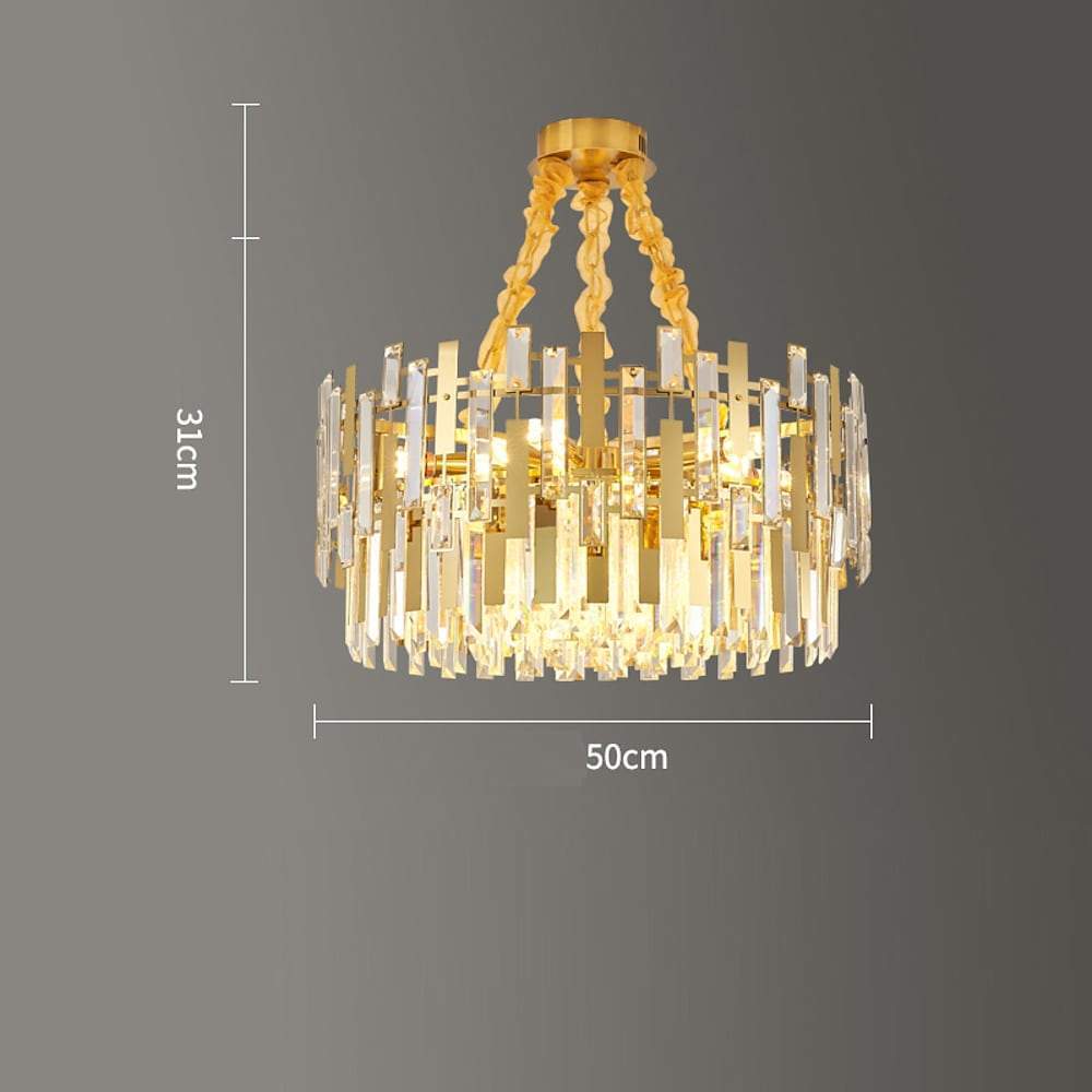 Queen Golden Crystal Chandelier - Modern Luxury, 9/12/17 Lights, Adjustable Height, 110 - 120V