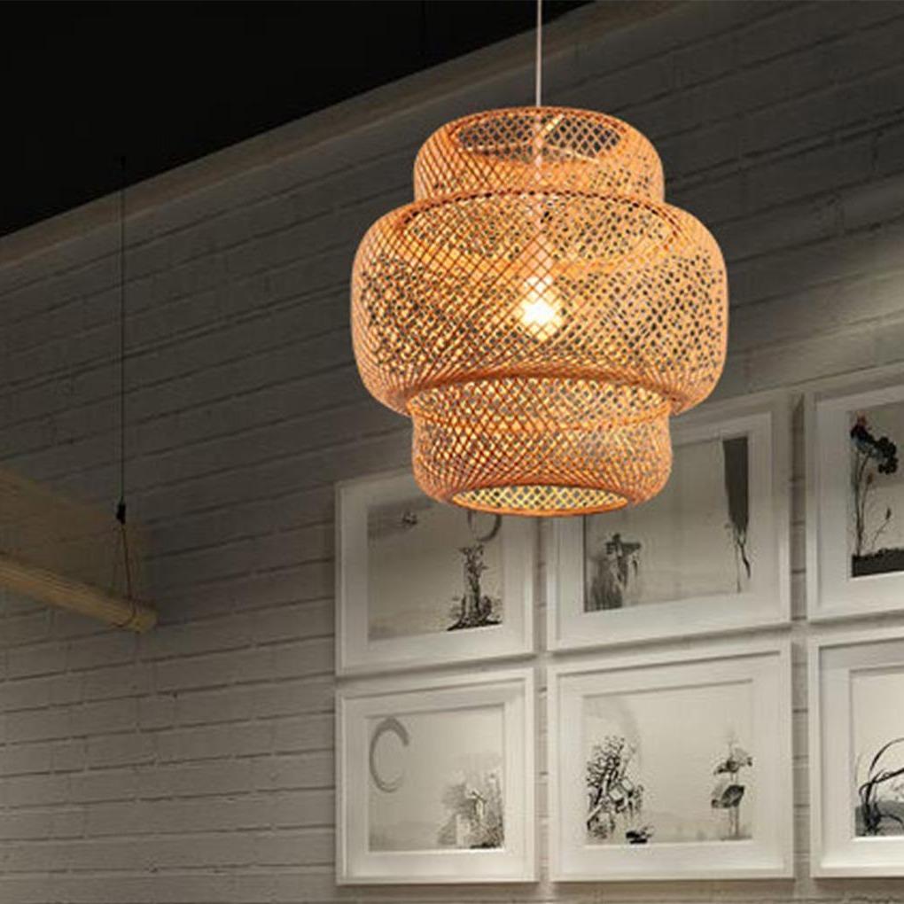 3 - Tiered Rustic Bamboo Woven Pendant Light Living Room Lighting Ideasing 1 - Light Single Cylinder Pendant
