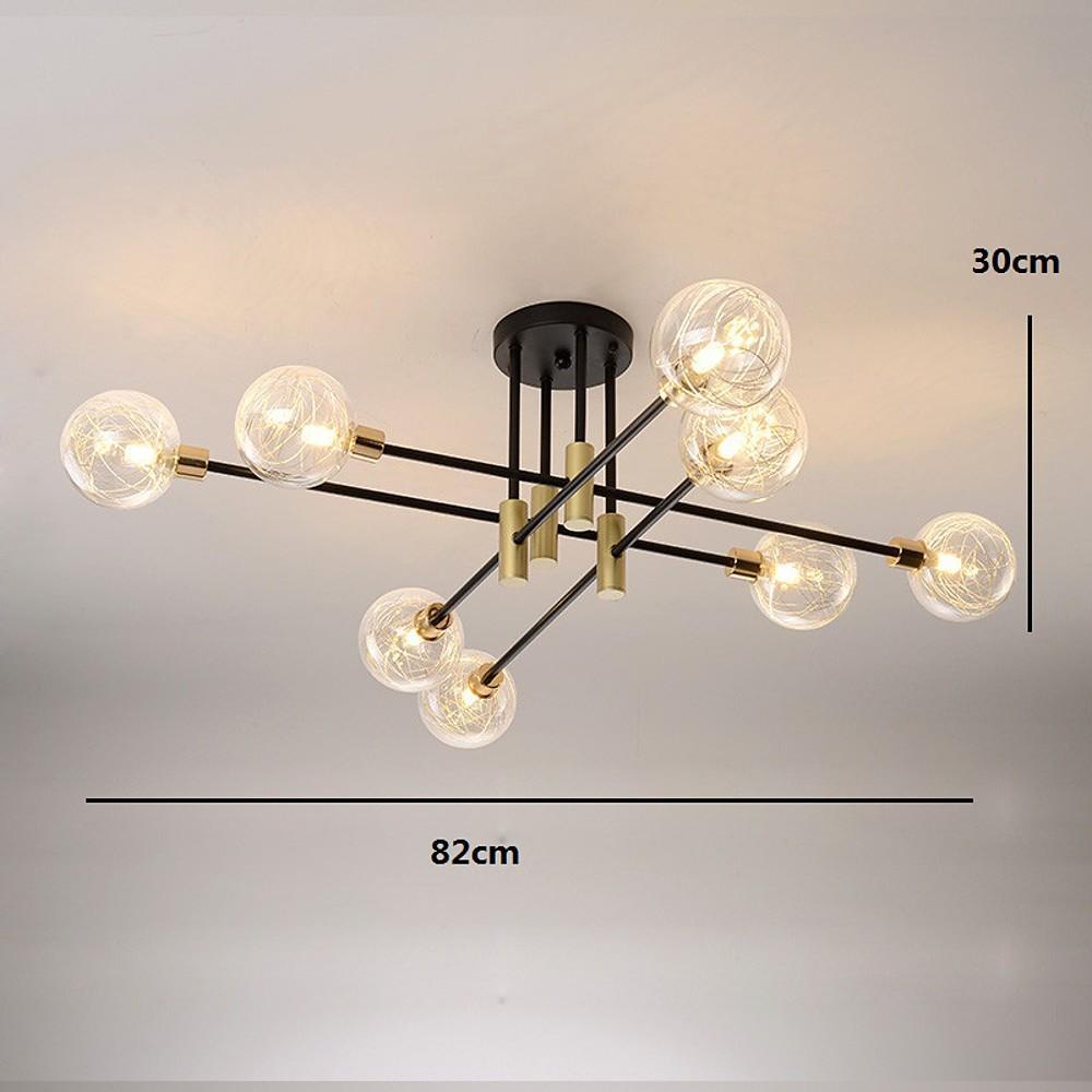 8 - light Electroplated Metal Glass LED Modern Flush Mount Lighting