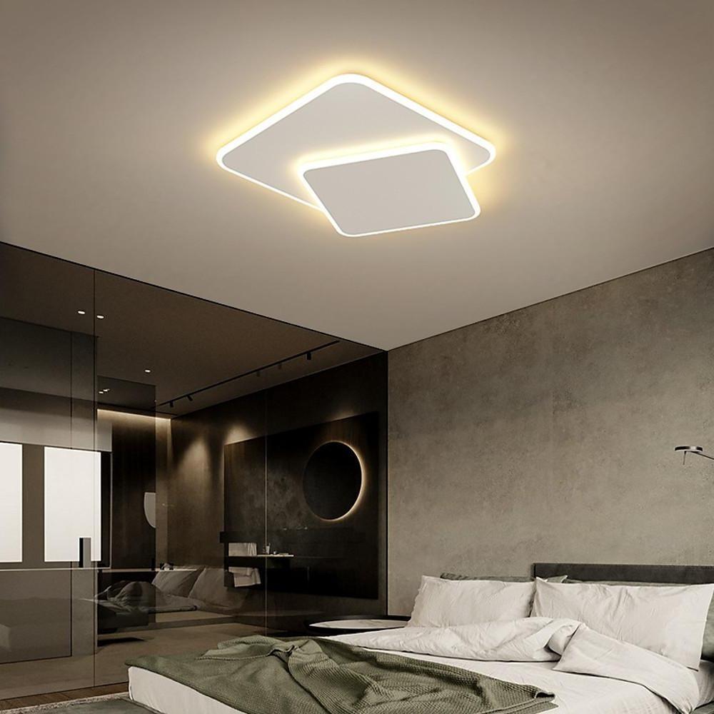 2 - Light White Square LED Flush Mount Ceiling Light for Bedroom