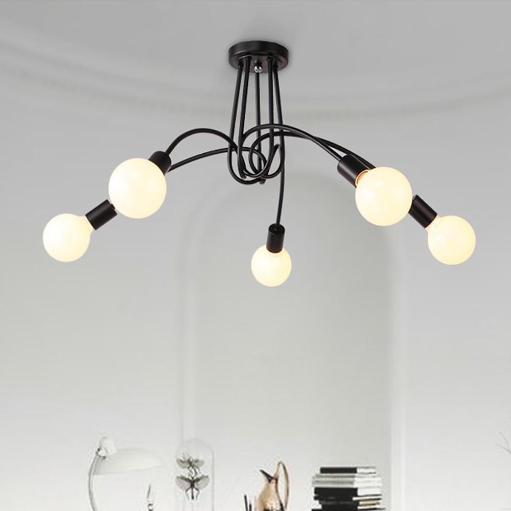 5 - Light Twisted Metal Frame LED Vintage Hanging Ceiling Lights Chandeliers