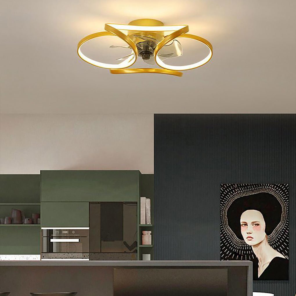 Flower ceiling fan with light in contemporary kitchen