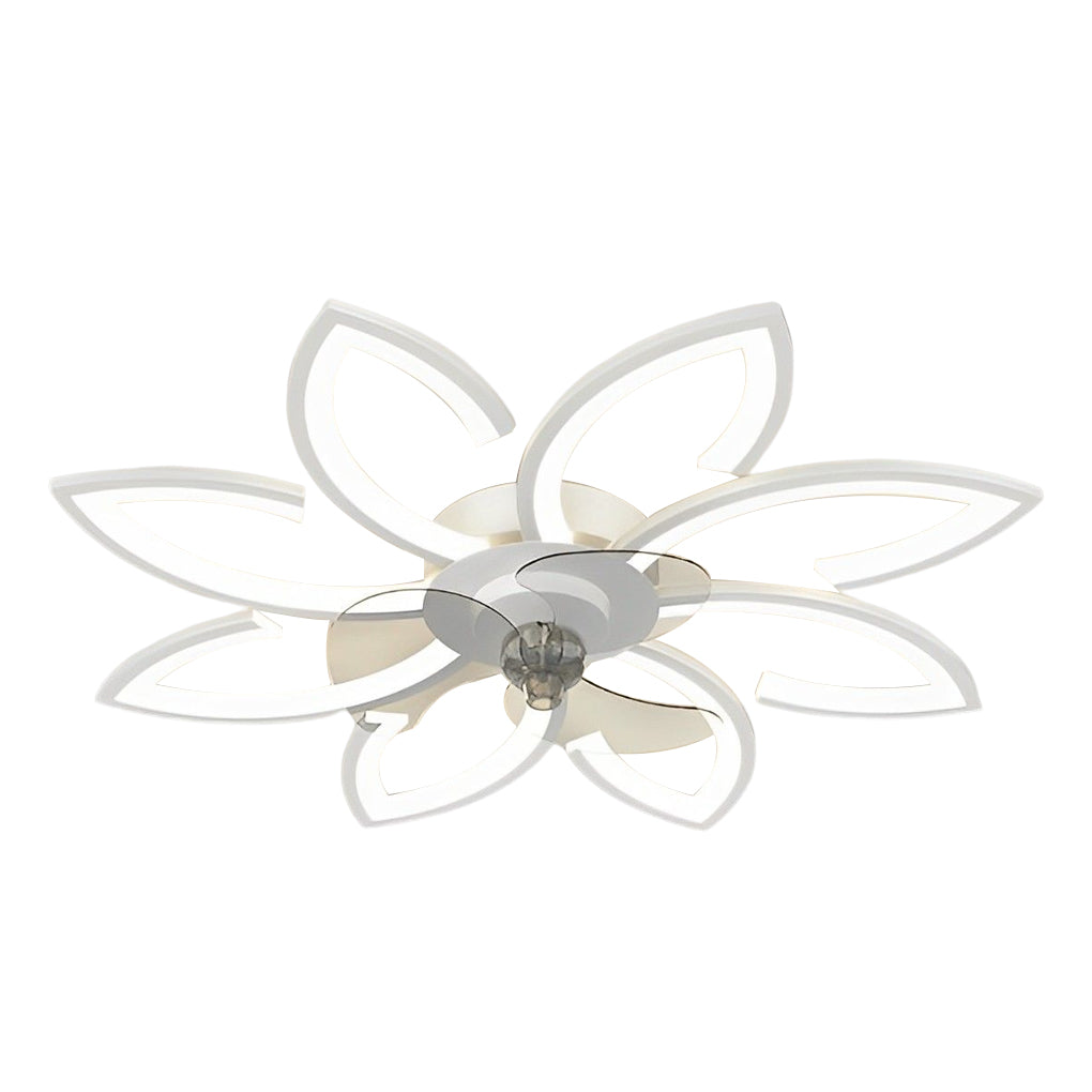 Flower ceiling fan with light dimensions, side view with height and width details.