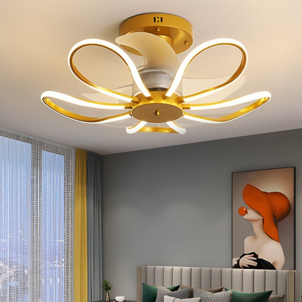 Flower Silent Forward and Reverse Nordic Inverter Ceiling Fans with Lights - Dazuma