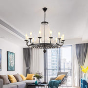 Empire Wagon Wheel Chandelier - 8/10/12 Candle Lights, 20'' Adjustable Chain, Crystal Accents