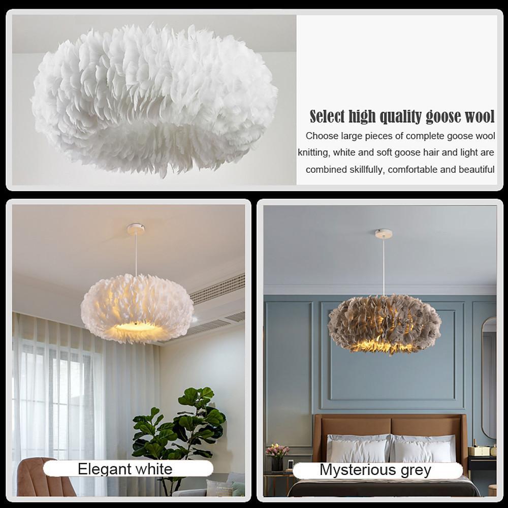 Product parameters chart illustrating size and specifications of a fluffy hanging light.