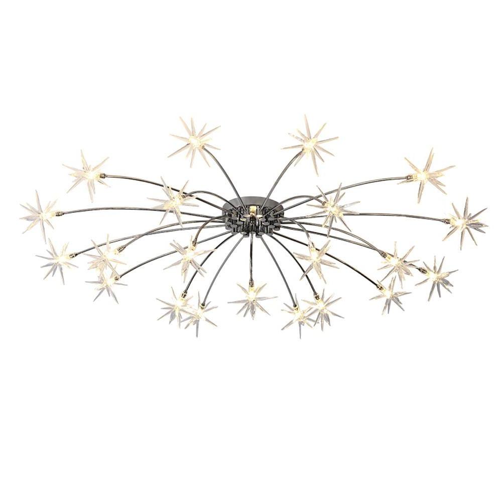 Flush mount starburst light fixture dimensions, front view with size specifications.