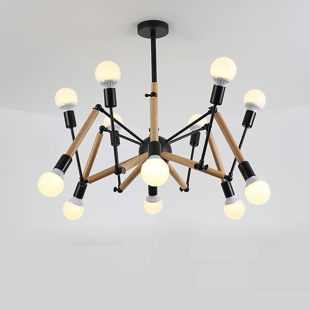 41'' LED Incandescent 12 Bulbs Cluster Design Sputnik Design Chandelier Nordic Style Contemporary Metal Wood Bamboo Chandeliers-dazuma