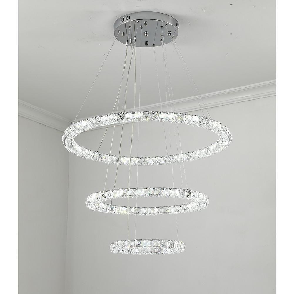 3/4 - Light LED Tiered Chandelier LED Crystal Ring Hanging Pendant Light