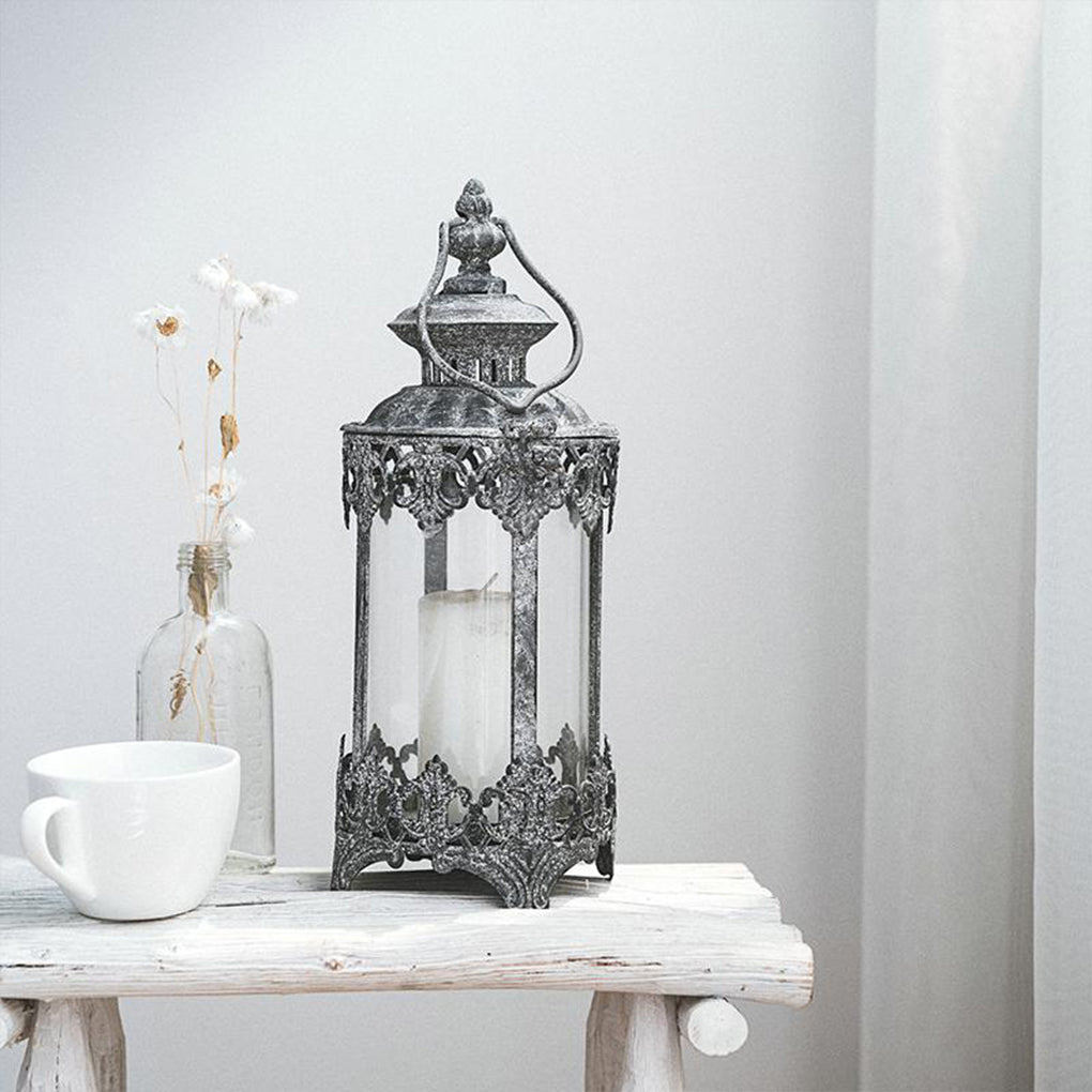 Frozen Ornate Pattern Vintage Antique Style Outdoor Candle Lantern - Dazuma