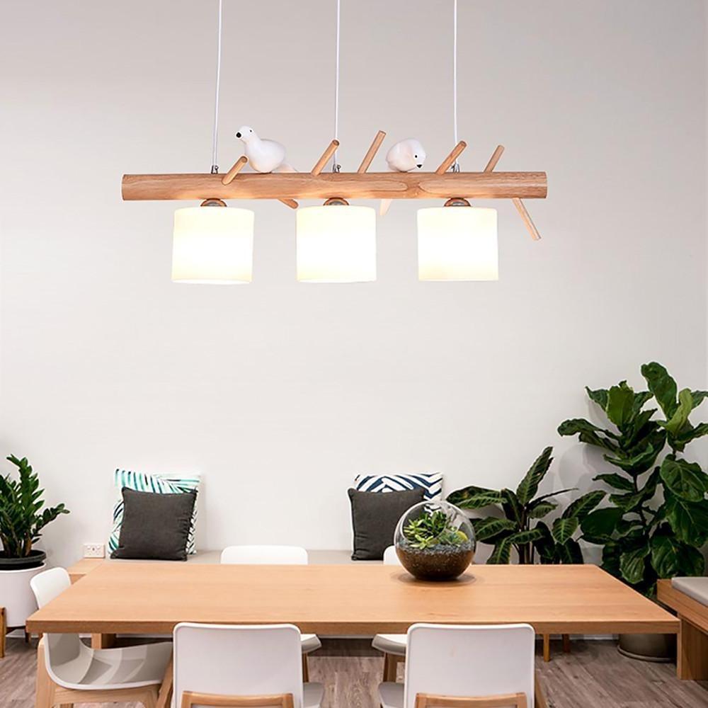 Rustic Island Kitchen Pendant Lighting Wood Glass Pendant Lighting