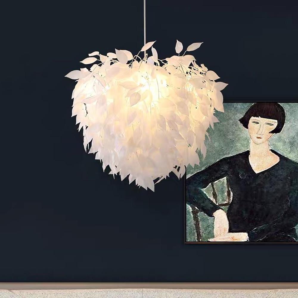 Modern Scandinavian Fabric Pendant Light– White & Gold, LED, Dimmable, 24''