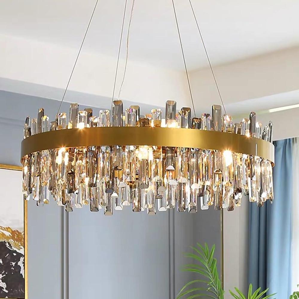 20'' LED 16 Bulbs 12 Bulbs 8-Light Lantern Desgin Chandelier Modern Stainless Steel Crystal Chandeliers