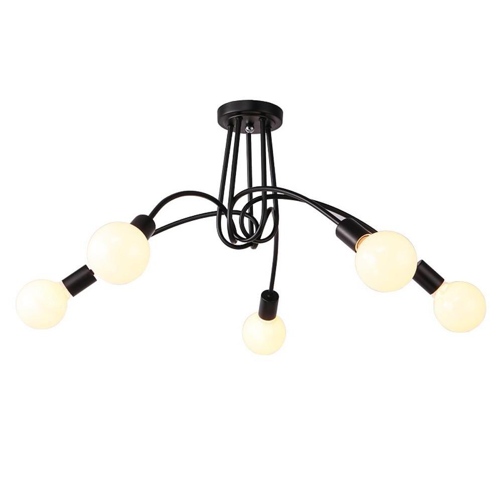 5 - Light Twisted Metal Frame LED Vintage Hanging Ceiling Lights Chandeliers