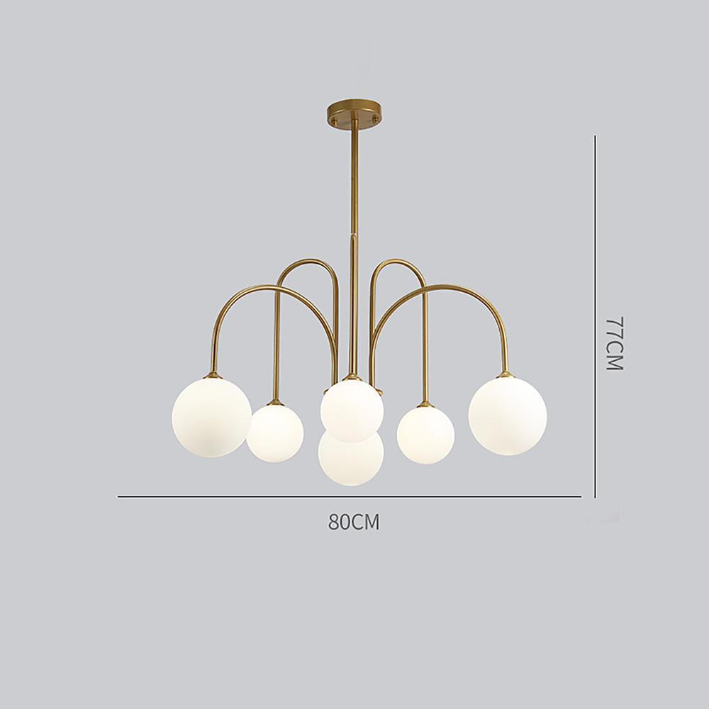 Sputnik Multi - light White Ball Glass Shade Pendant Lights Gold/Black Curved Linear Chandelier