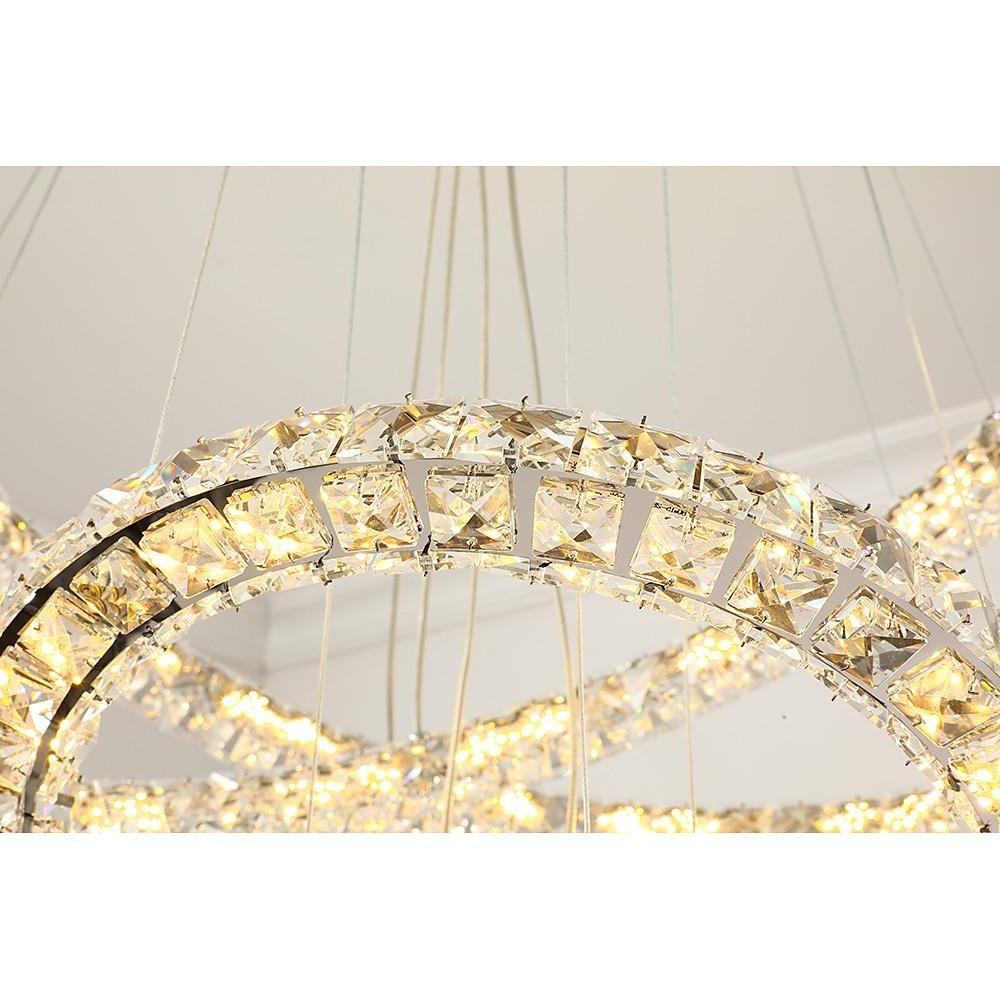 3/4 - Light LED Tiered Chandelier LED Crystal Ring Hanging Pendant Light