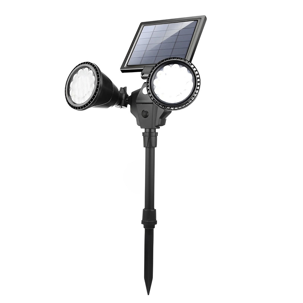 Garden spotlights solar powered dimensions, front view with size specifications.
