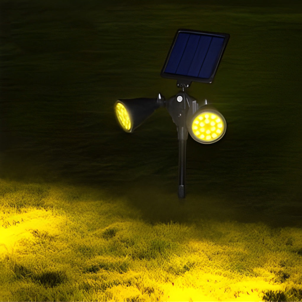 Garden spotlights solar powered displayed on a lawn, showcasing modern design.