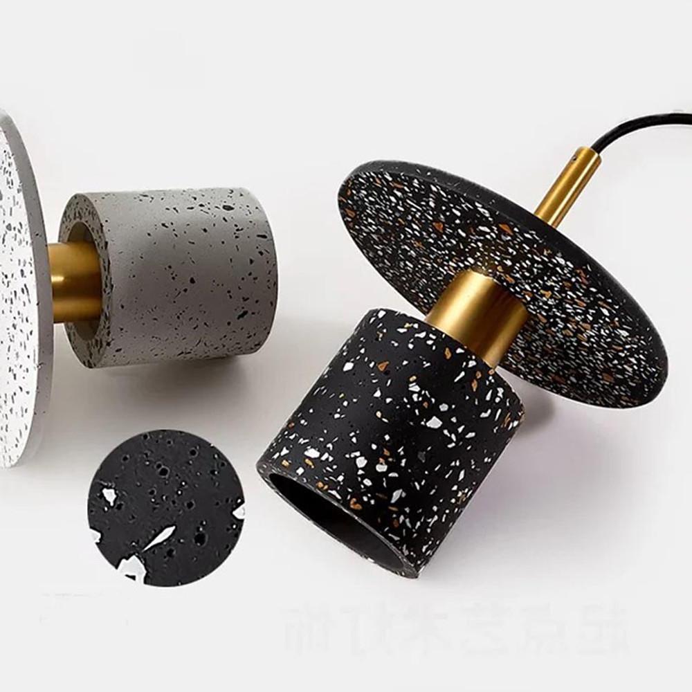 Terrazzo - Inspired Cement Cylinder LED Pendant Lights Modern Island Lighting