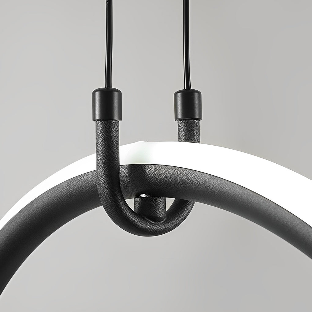 Geometric pendant light fixture with a focus on the minimalist circular frame and modern appeal.