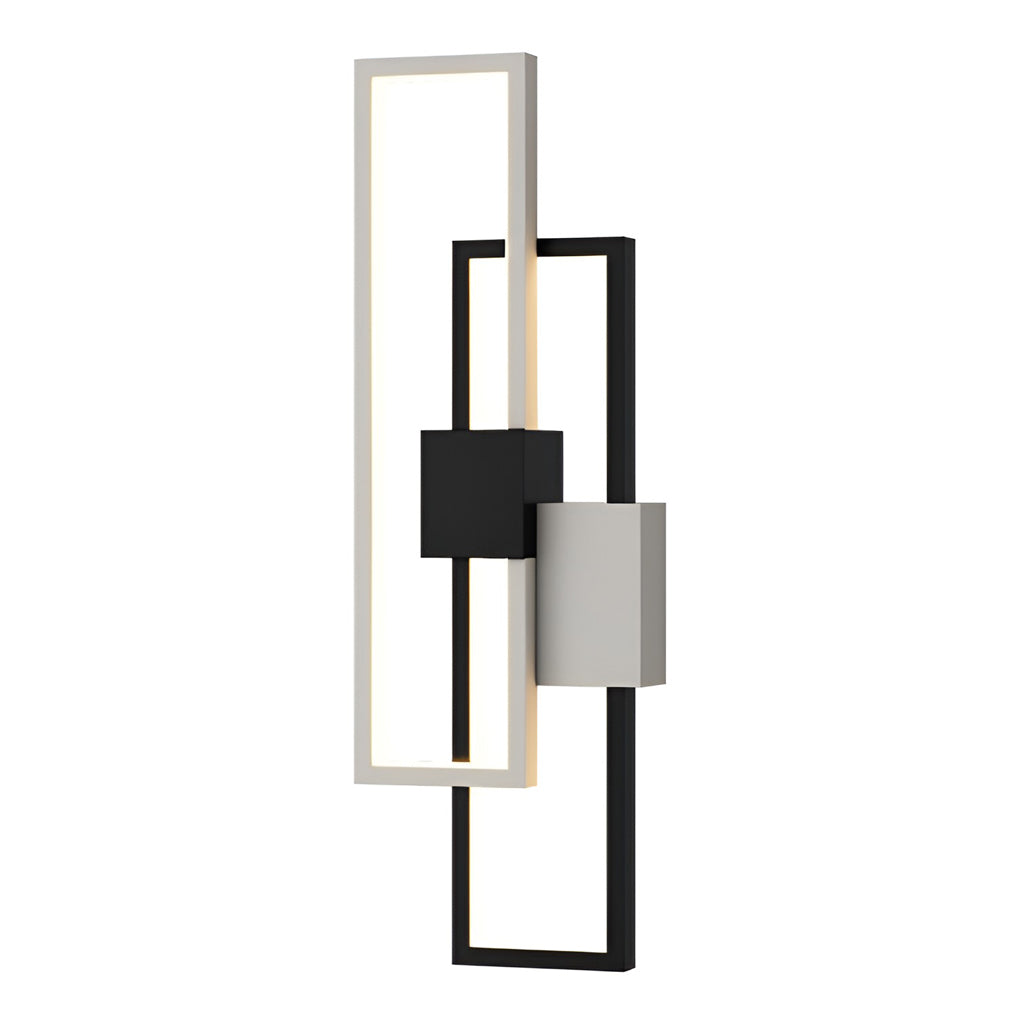 Geometric wall sconce light with top view highlighting unique design.