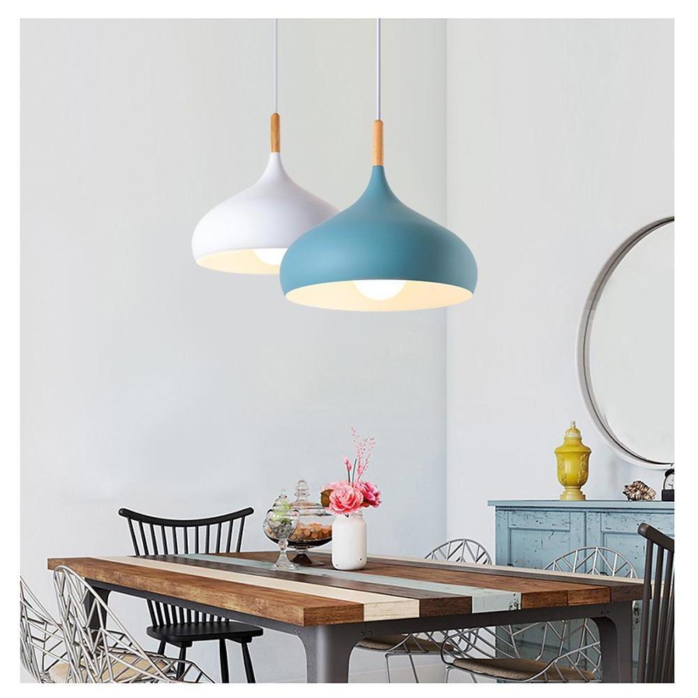 Decorative Cone Pendant Light Metal Wood Island Kitchen Pendant Lighting