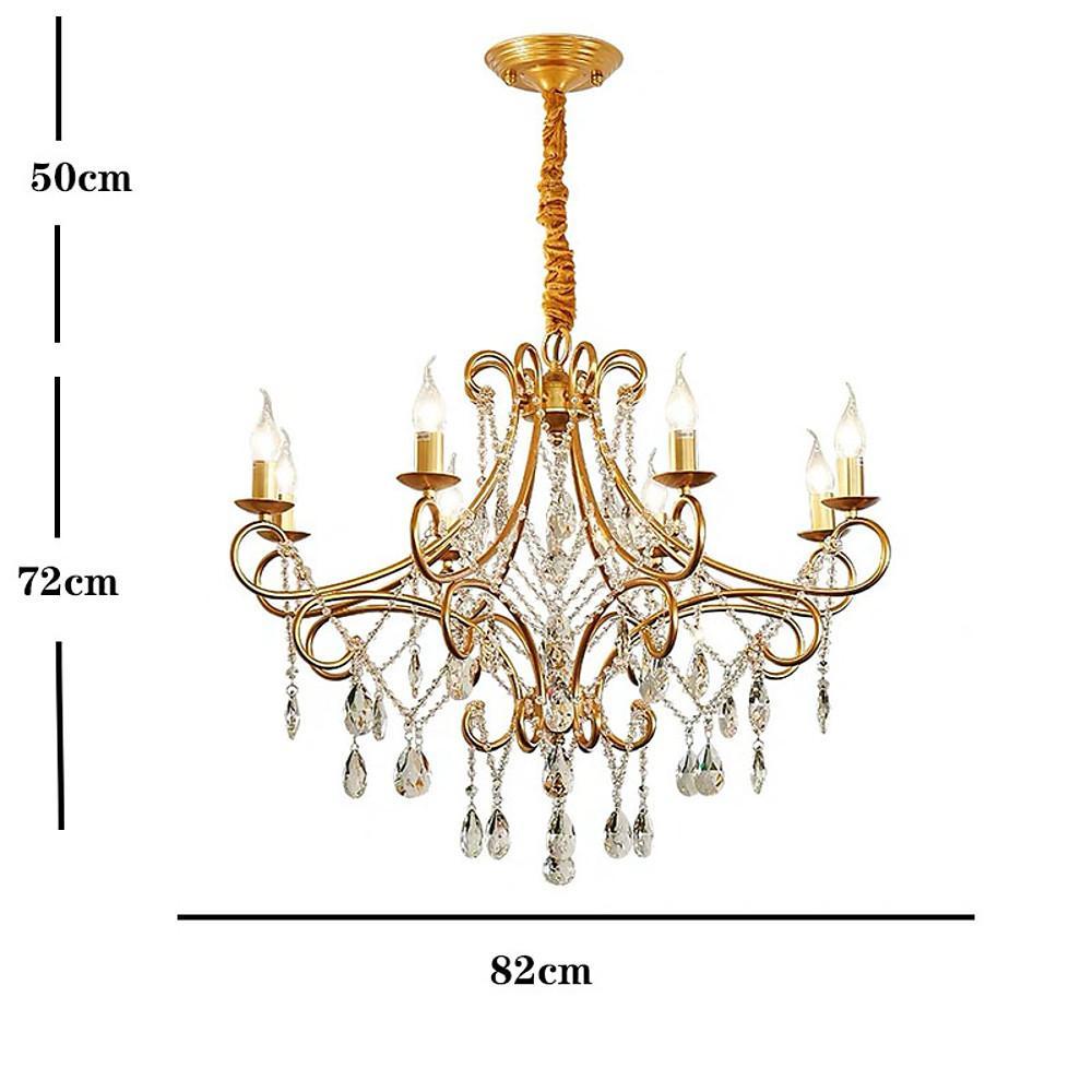 Vintage 8 - Light Candle Chandelier with Crystal Accents