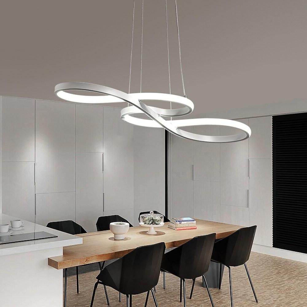 Metal Silica Pendant Hanging Light for Dining Room LED Abstract Curved ...