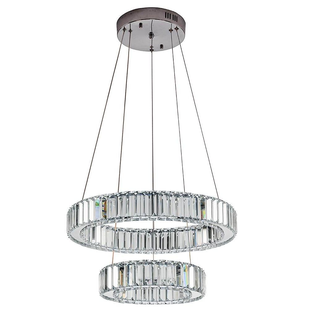 2 - ring Regular Shape Steel Crystal LED Chandelier