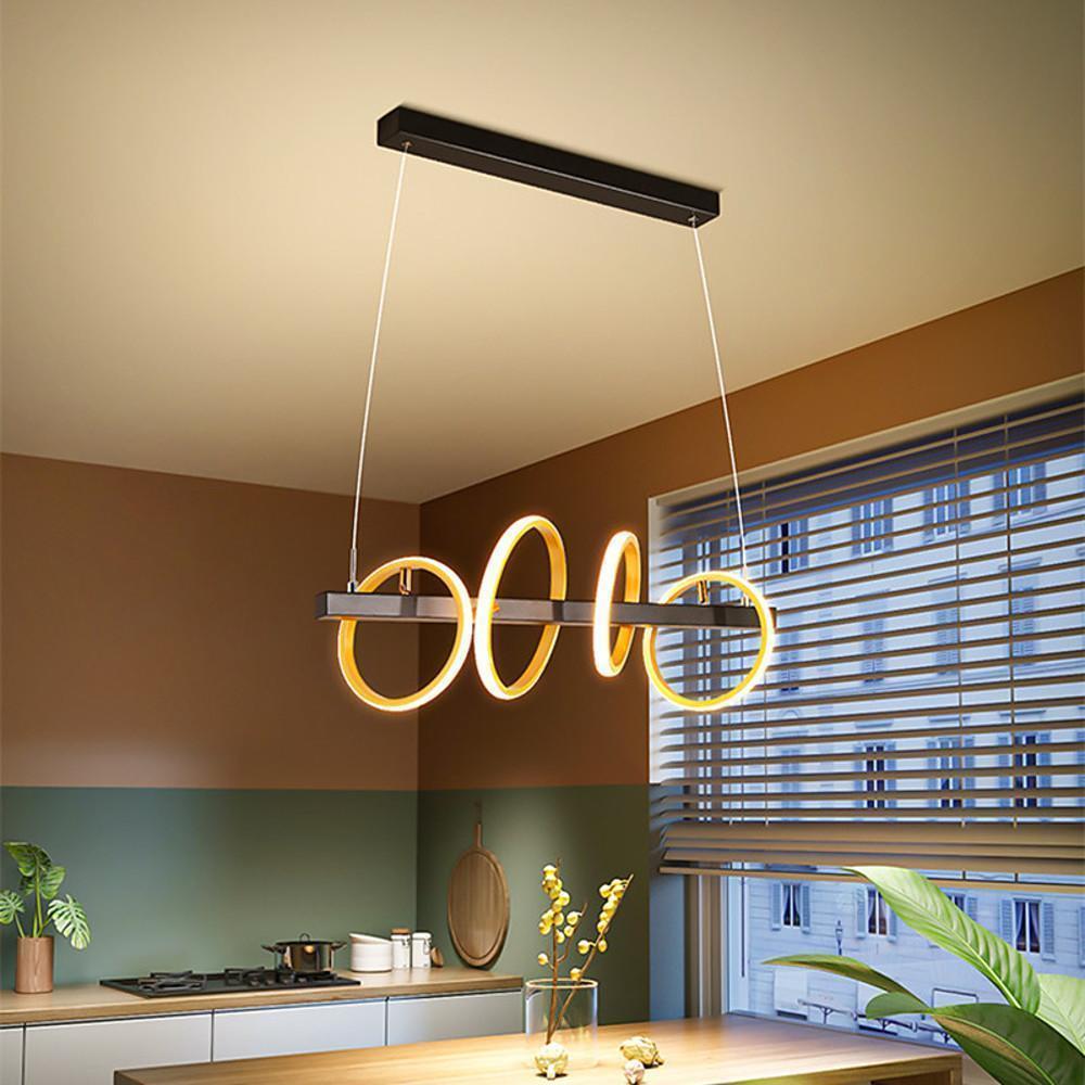4 - Ring LED Gold Chandelier Island Ceiling Light