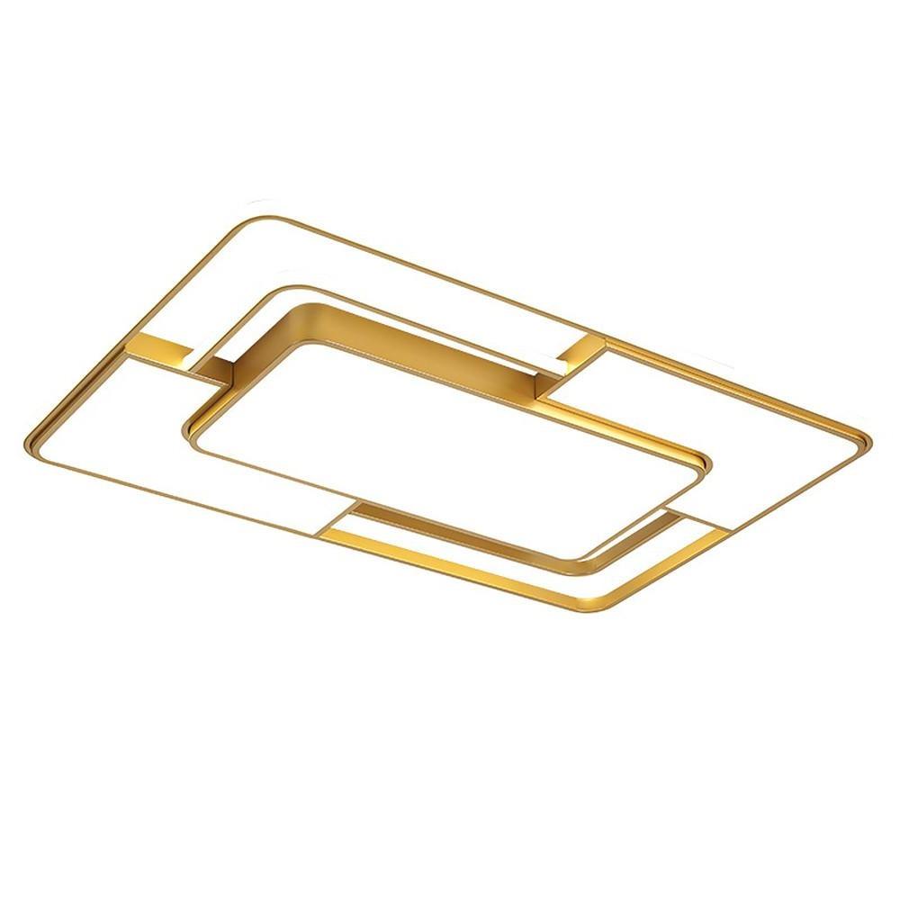 Isolated product image of gold square flush mount ceiling light on white background