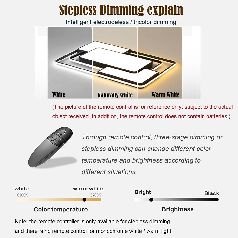 Gold square flush mount ceiling light installed near window with soft curtain lighting