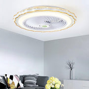 Goldish White Crown - Shaped Modern Bladeless Ceiling Fan with light and Remote