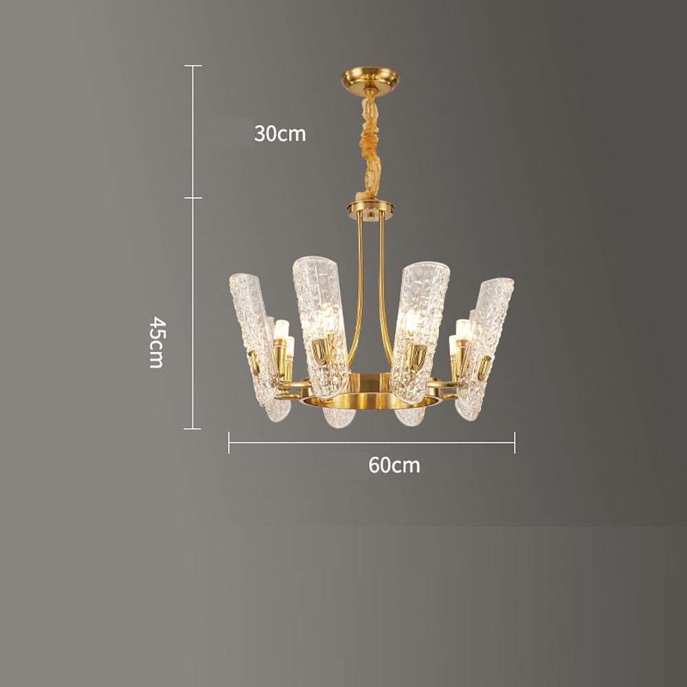 8 - light LED Electroplated Metal Glass Gold Classic Chandelier Pendant Lighting