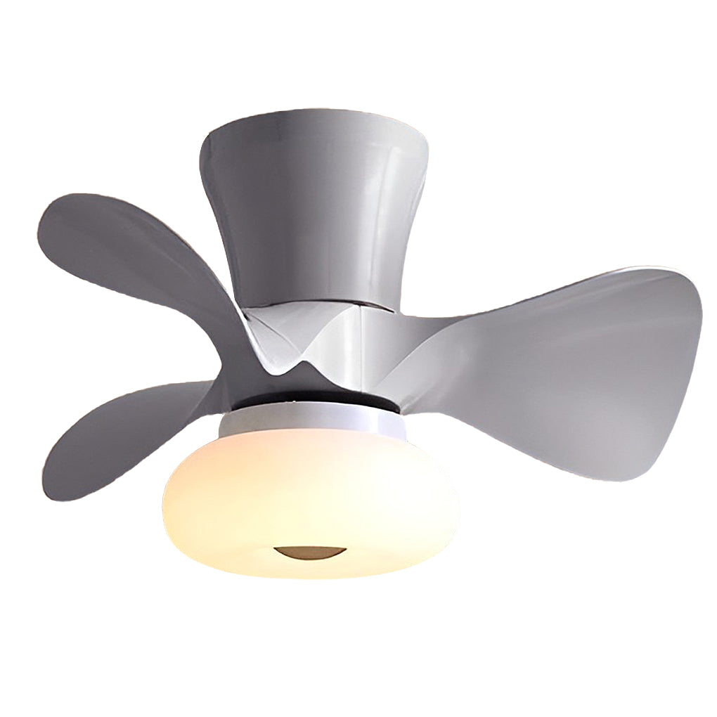 Gray macaron ceiling fan with light isolated product view.