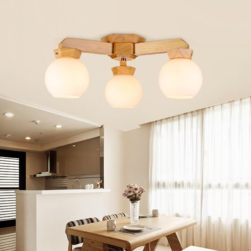 26'' LED Incandescent 7-Light 5-Light 3-Light Single Design Pendant Light Nordic Style Modern Wood Bamboo Glass Pendant Lights