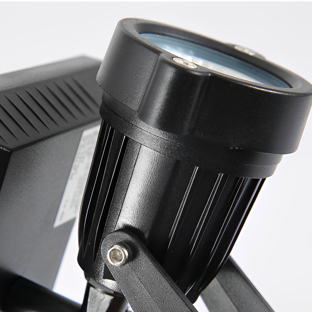 Detailed view of ground spike solar lights lamp head with textured reflector and bright LED output.