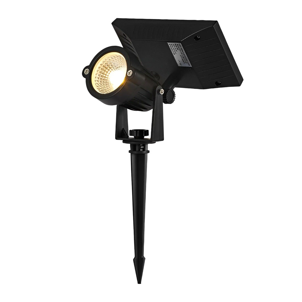 Ground spike solar lights with dimensions illustrated, showing size and proportions for outdoor installation.