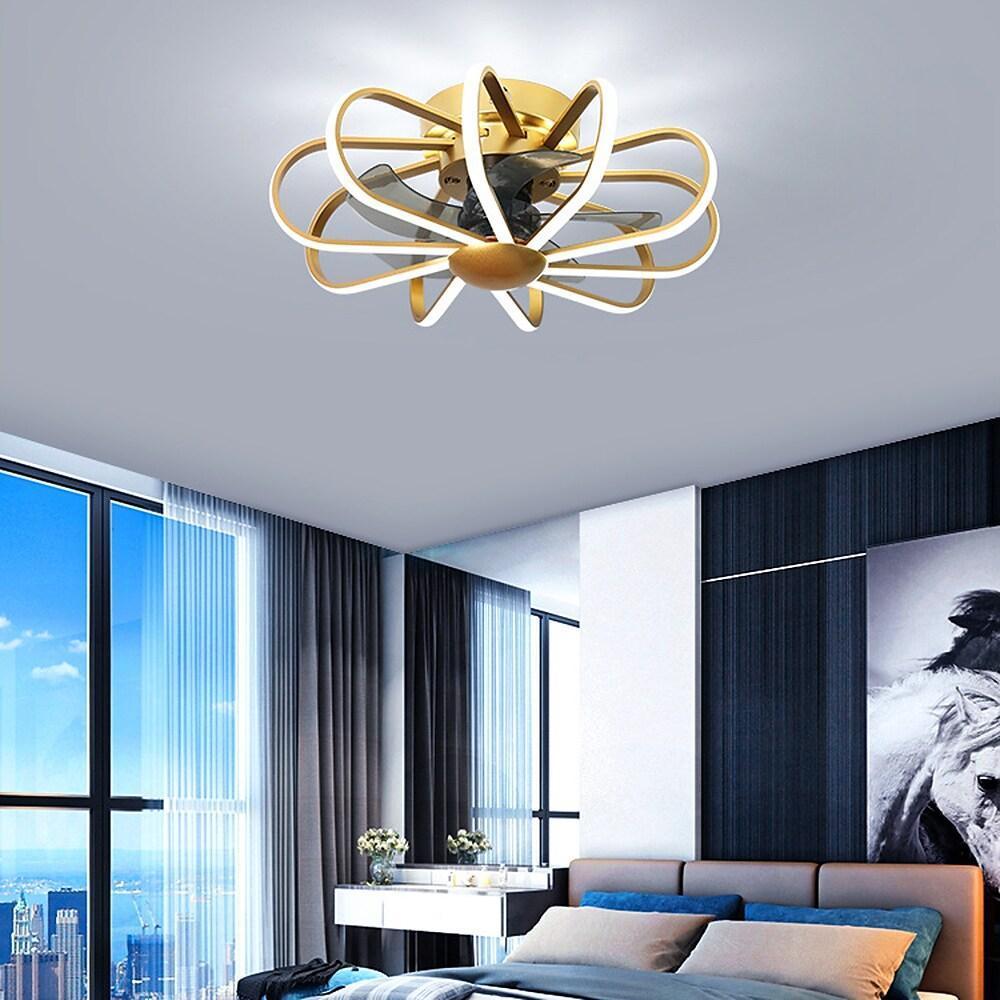 24'' LED 10-Light Lantern Desgin Ceiling Fan Modern Artistic Aluminum Silica gel Lantern Modern Style Ceiling Fan Lights