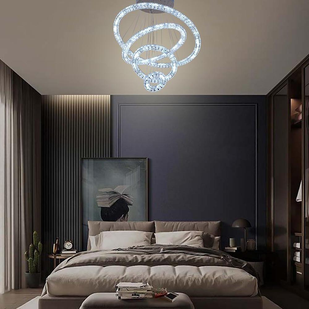 3/4 - Light LED Tiered Chandelier LED Crystal Ring Hanging Pendant Light