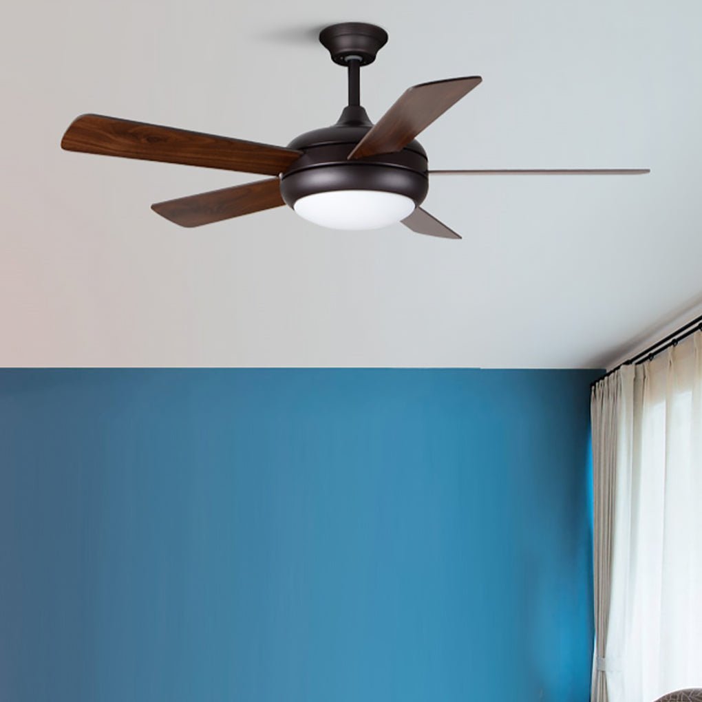 Hanging 3 Gear Wind Speed Retro Wood Fan Blade Mute Energy Saving Ceiling Fans with Lights - Dazuma