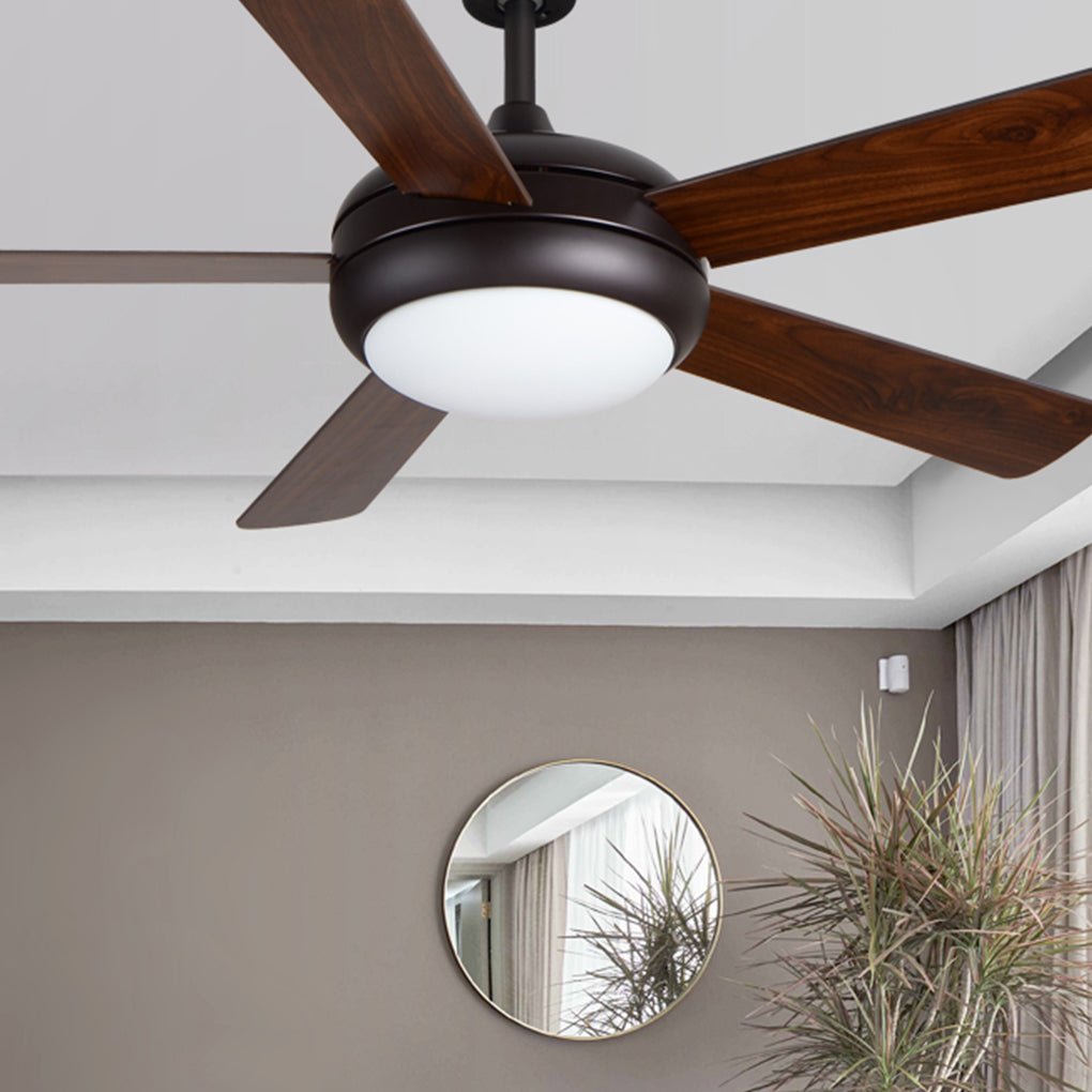 Hanging 3 Gear Wind Speed Retro Wood Fan Blade Mute Energy Saving Ceiling Fans with Lights - Dazuma
