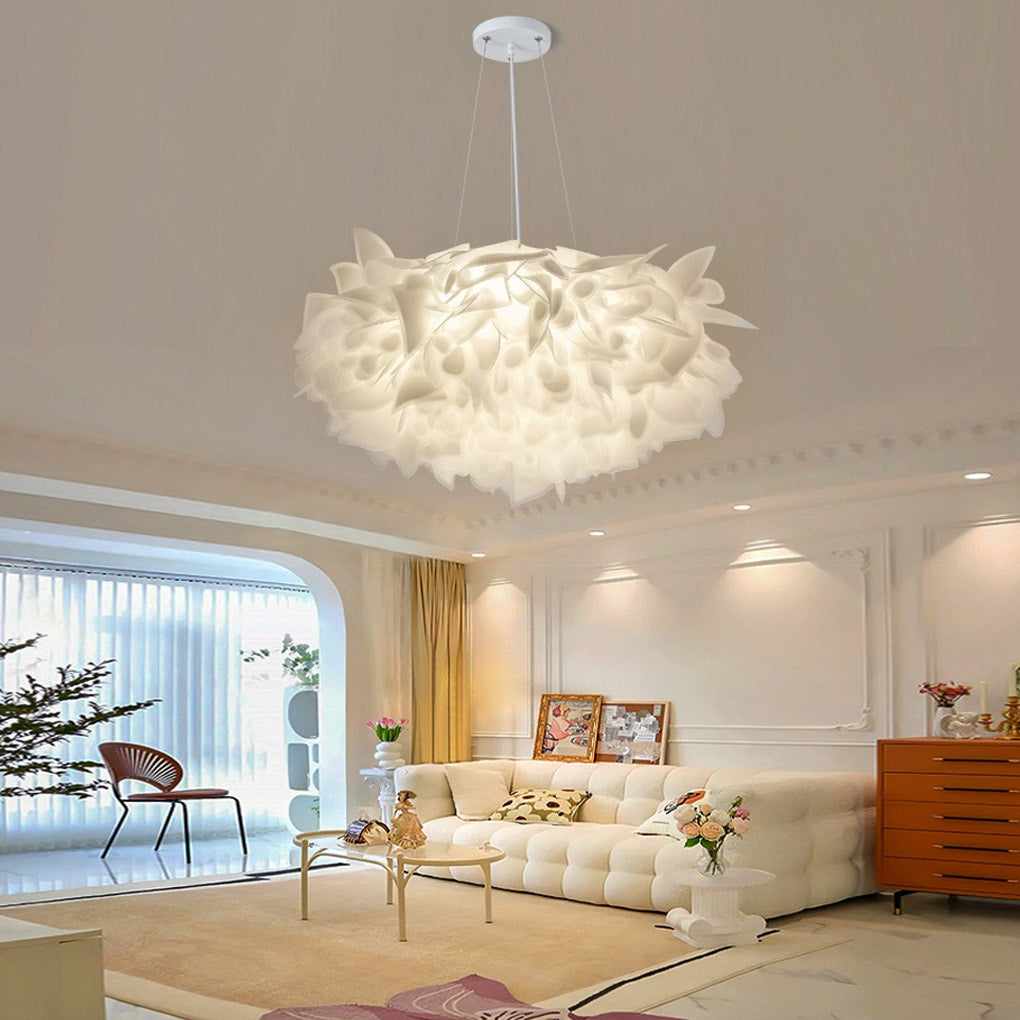 Hanging petal light fixture displayed on a mobile app, showcasing its modern design.