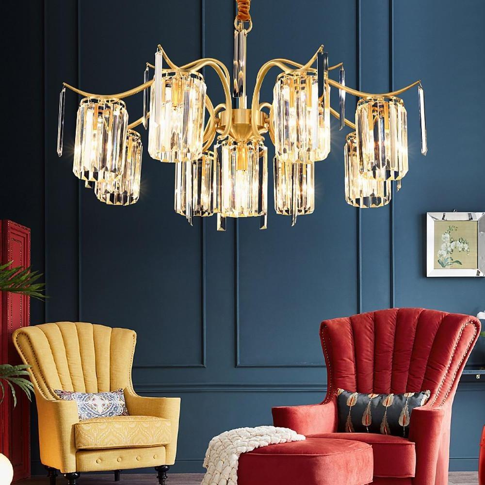 Classical 11 - lights LED Copper Glass Crystal Modern Chandeliers