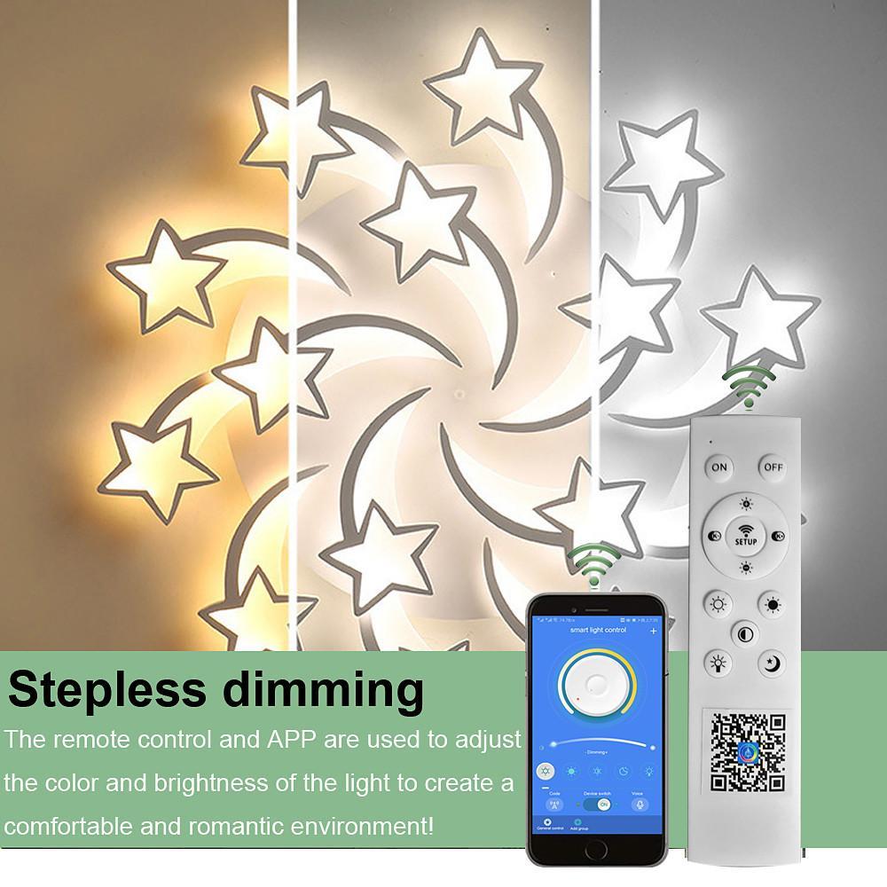 Celestial Shooting Stars Flush Mount Ceiling Light - LED, Dimmable, White, 5 to 15 Star Lights