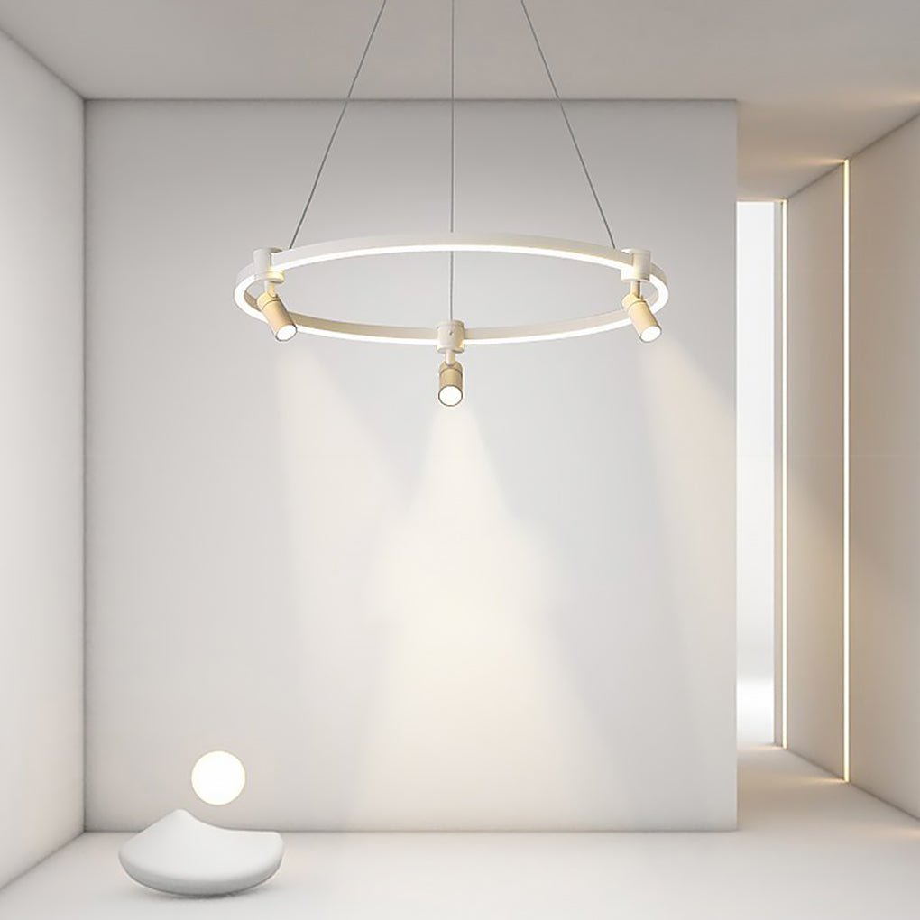 Heads Spotlight Circle Linear LED Chandelier Ceiling Lights with Remote Control - Dazuma
