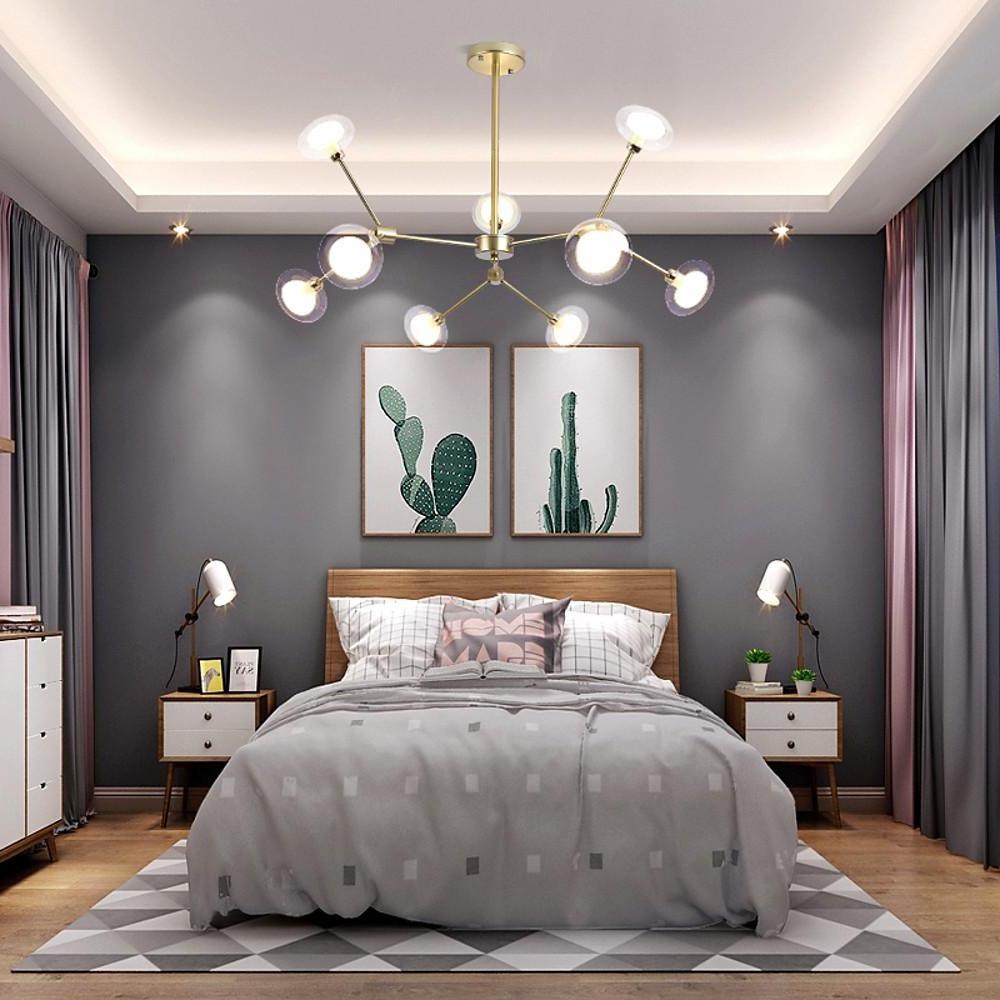 9 - light Glass LED Nordic Sputnik Chandeliers Hanging Ceiling Lights