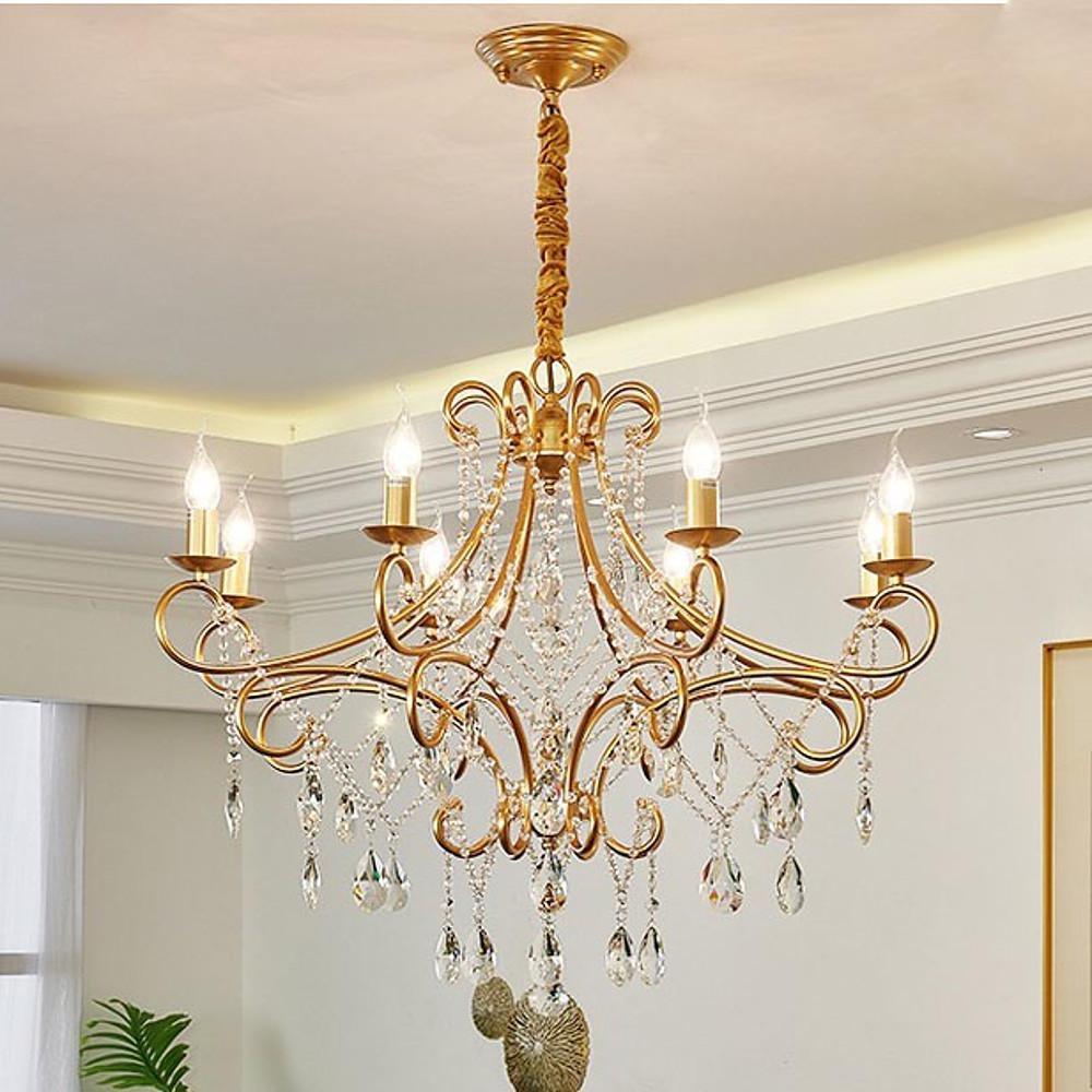 Vintage 8 - Light Candle Chandelier with Crystal Accents