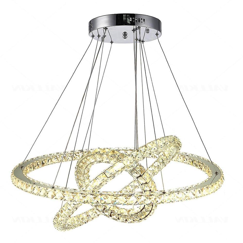 31'' LED 1-Light LED Eye Protection Crystal Adjustable Creative Chandelier LED Chic & Modern Metal Crystal Novelty Geometrical Circle Circle Design